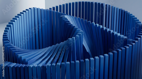 Blue 3d abstract data visualization with digital waves illustration