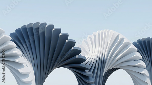 Geometric fan shapes in gradient blue and white illustration