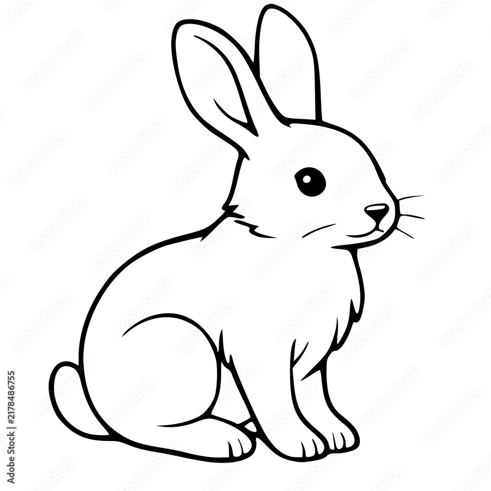 Fototapeta premium Cute bunny rabbit vector illustration with clean black outline