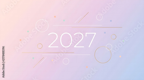 Modern Minimalist 2027 Poster with Thin Decorative Lines and Soft Pastel Gradient