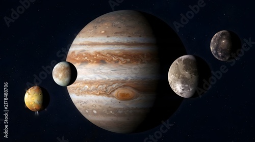 Jupiter and its Galilean Moons in Deep Space