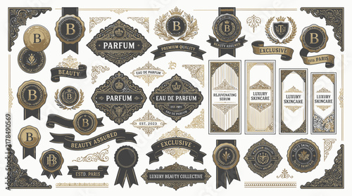 Ornate Luxury Brand Elements: Labels, Seals, Badges, and Corners