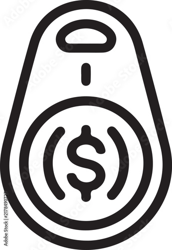 Secure Contactless Payment Fob Icon with Dollar Sign for Mobile Banking and Digital Asset Security