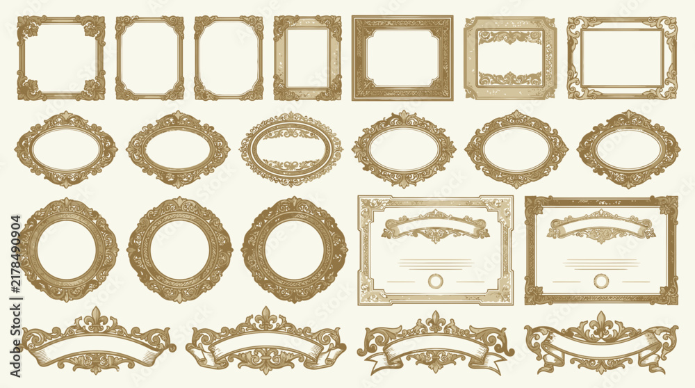 Fototapeta premium Ornate Vintage Frames and Borders - Isolated Decorative Elements