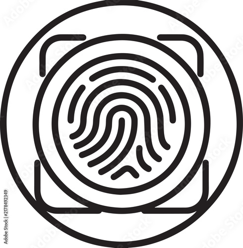 Minimalist biometric fingerprint scanner icon for digital security authentication and identity verification systems