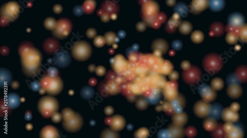 Abstract glowing bokeh particles floating in dark space