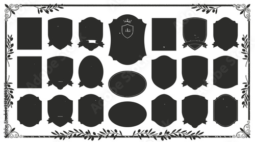 Decorative Emblems and Labels Collection, Vintage Style, Isolated