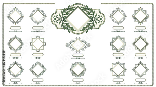 Decorative Frames and Emblems Set: Ornate Vintage Design Elements