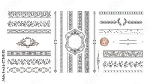 Decorative Ornament Borders and Frames Isolated Transparent Background