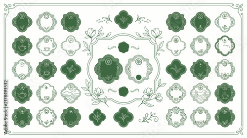 Decorative Labels and Ornaments, Hand Drawn Style, Isolated Elements
