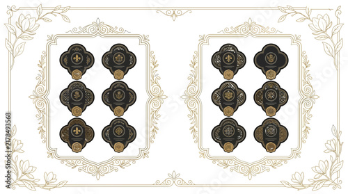 Decorative Ornate Emblems Isolated on Transparent Background