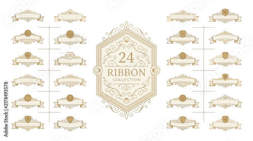 Decorative Ribbon Collection Isolated Transparent Background Vector Elements