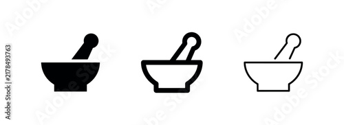 Canvastavla Mortar and pestle icon set