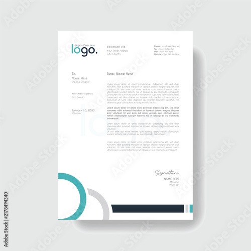 Modern Corporate Geometric Business Letterhead Template With Minimal Circle Elements Professional A4 Stationery Design Clean Branding Identity Layout For Company Office Documentation