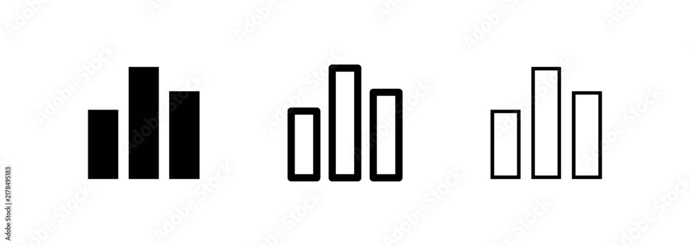 Obraz premium Bar chart icon set. Graph and diagram symbol for data analysis, statistics, and business growth.
