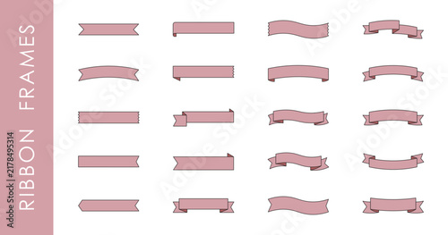 Pink Ribbon Frames Banner Set Vintage Label Collection