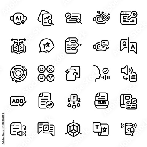 Natural Language Processing Sheet Line Icon