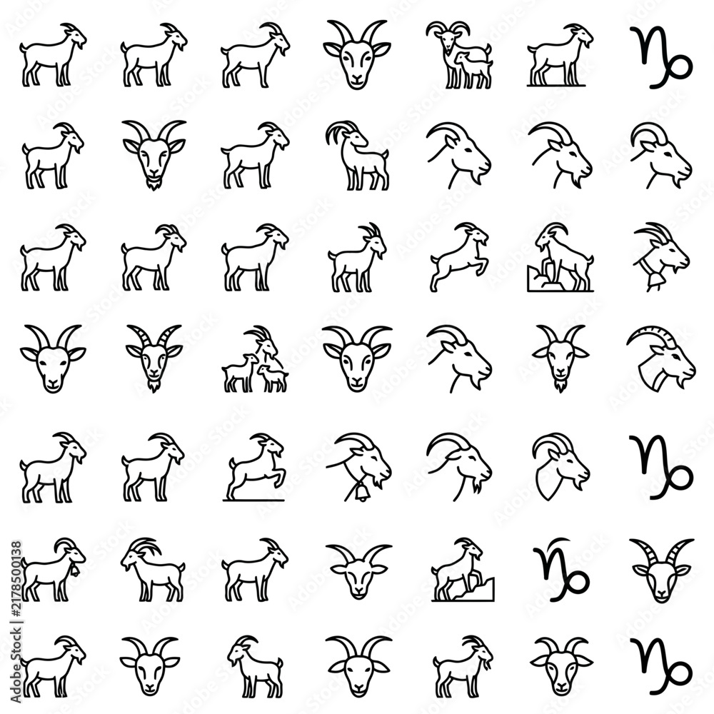 Obraz premium Goat Icon Set