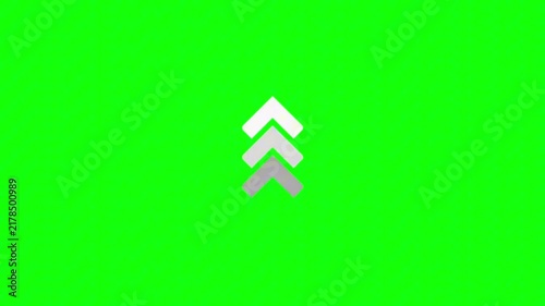 White swipe up arrow icon animation elements on chroma key green screen background 4K Rasolution
