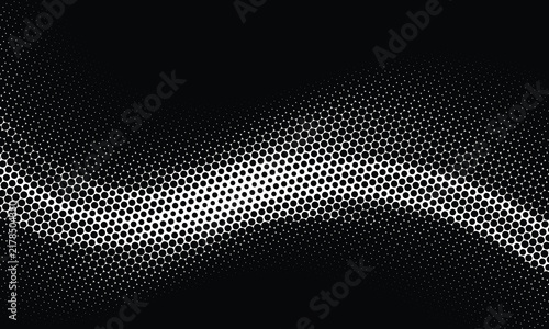 Abstract Black and White Halftone Wave Background with Gradient Dot Pattern for Modern Graphic Design