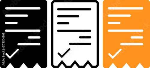 Receipt Bill and Invoice Checked Icon Set