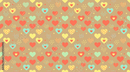 Cute Heart Pattern Seamless Background. Valentine's Day Craft Paper