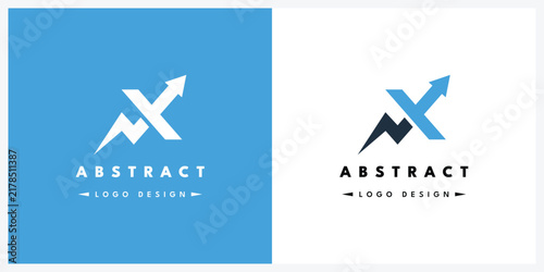 Abstract letter X logo design with upward arrow for business growth and financial success