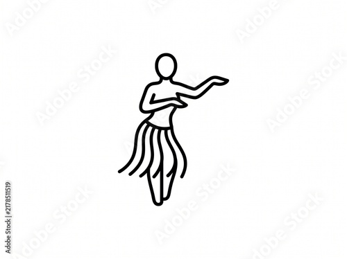 Hawaiian Hula Dancer Icon Silhouette Vector Illustration