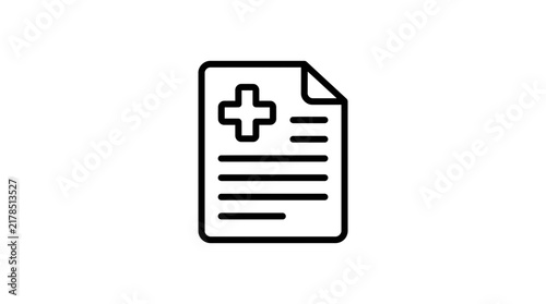 Medical document icon with cross symbol, isolated on transparent background