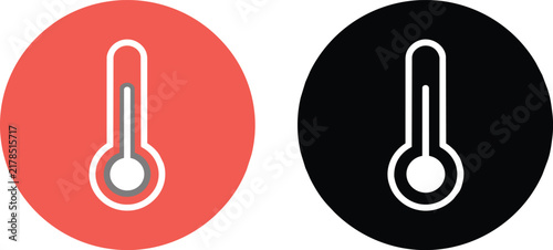 Minimalist thermometer vector illustration design featuring two simple circular icons set on transparent background