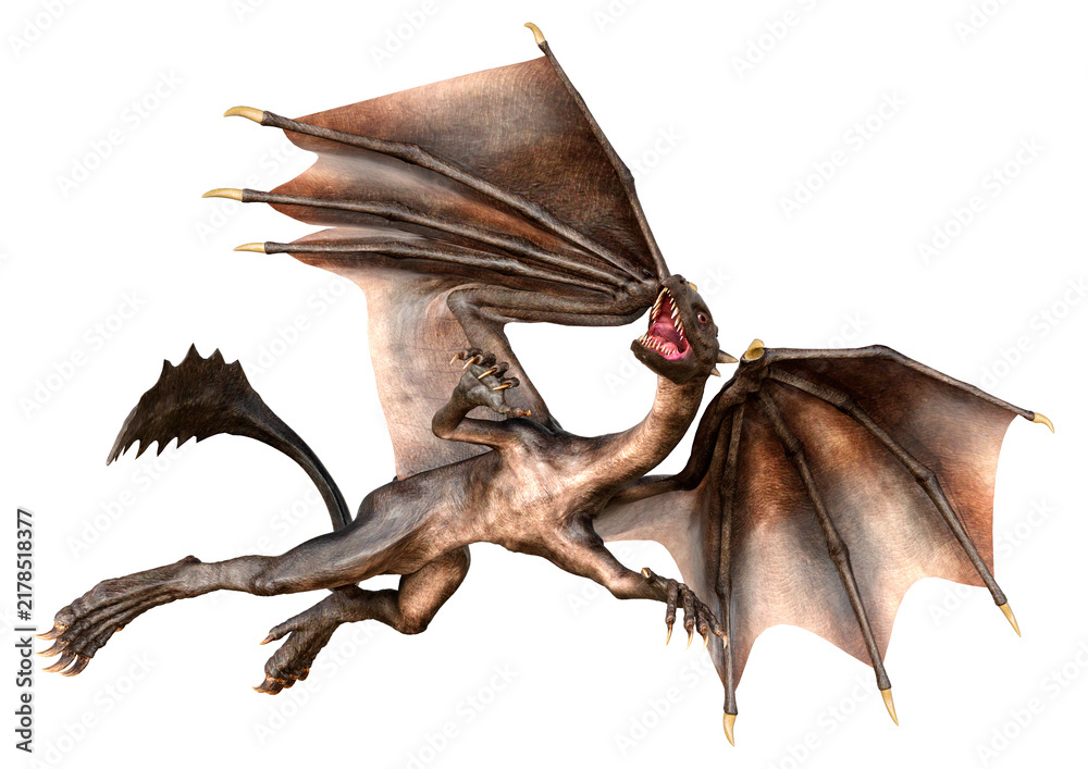 Fototapeta premium 3D Rendering Fairy Tale Dragon on White