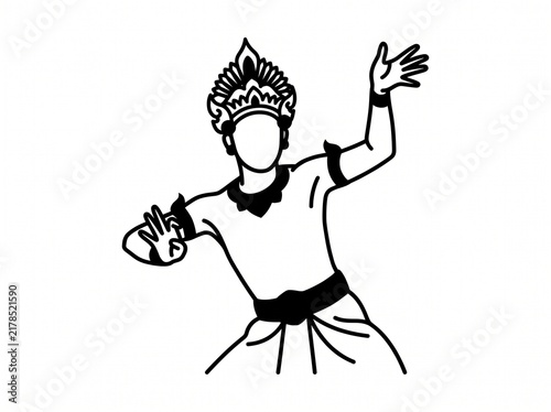 Balinese Kecak Dancer Icon Silhouette Vector Illustration