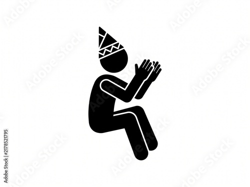 Acehnese Saman Dancer Icon Silhouette Vector Illustration