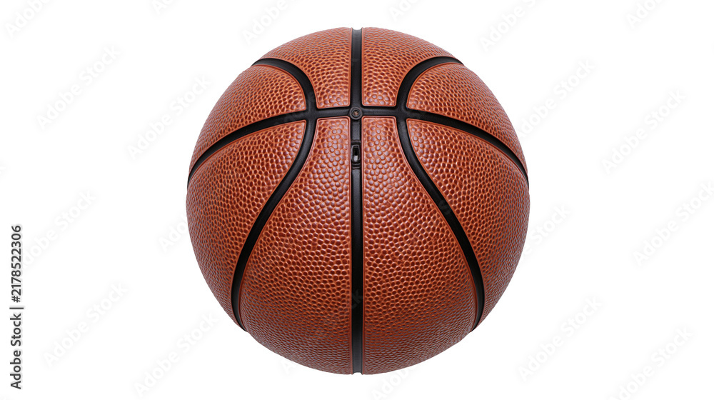 Fototapeta premium Standard orange basketball with black seams, isolated on transparent background