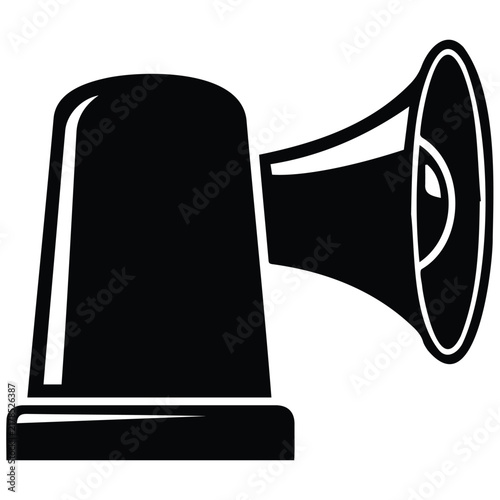 Emergency siren alarm light with megaphone horn for warning alerts and urgent attention sound.