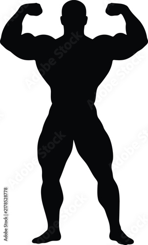 Картината върху платно Bodybuilder silhouette vector. Flexing man vector icon