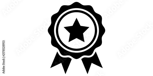Foto black award ribbon medal with star for achievement and excellence