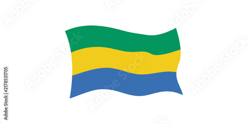 Принти на полотні Waving flag of Gabon featuring green yellow and blue horizontal stripes for national pride