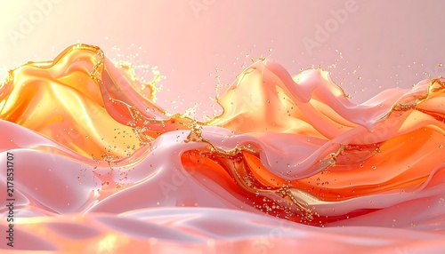 Close up of pink and orange rose petals in water.