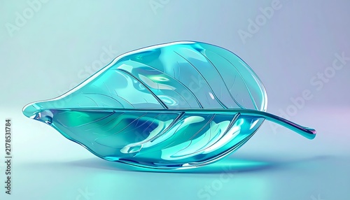 Abstract blue glass sphere with light refraction patterns.