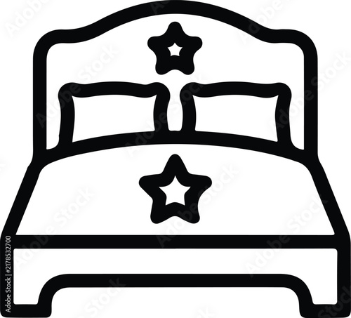 Bed Hotel Accommodation Suite Star Rating Icon Minimal Black Outline Vector Symbol