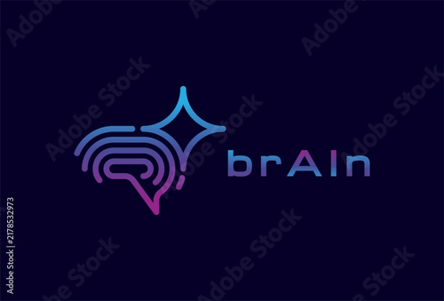 Brain Technology Generative Ai logo Concept,  vector illustration