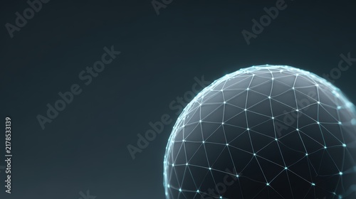Cybersecurity Digital Network Sphere Glowing Plexus Background