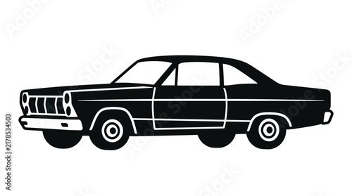 Vintage classic muscle car silhouette side profile.