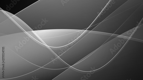 Fotografía Abstract 3D Monochrome Black and White 3D Volumetric Silk Wave Liquid Mesh Flow