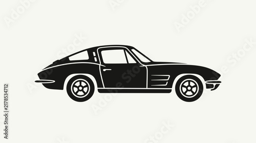 Vintage coupe sports car side profile.