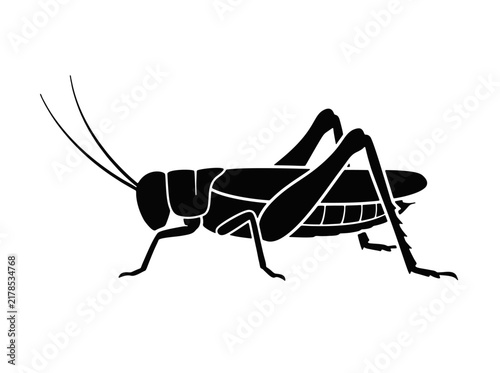 Black Silhouette of a Grasshopper - ideal for educational materials, nature-themed designs, scientific illustrations, or graphic design elements like icons and logos