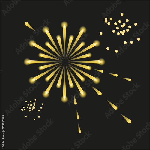 Festive Golden Fireworks and Blurred Lights at Night