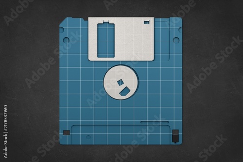 Cuadro en lienzo Retro floppy disk on dark background, vintage data storage icon