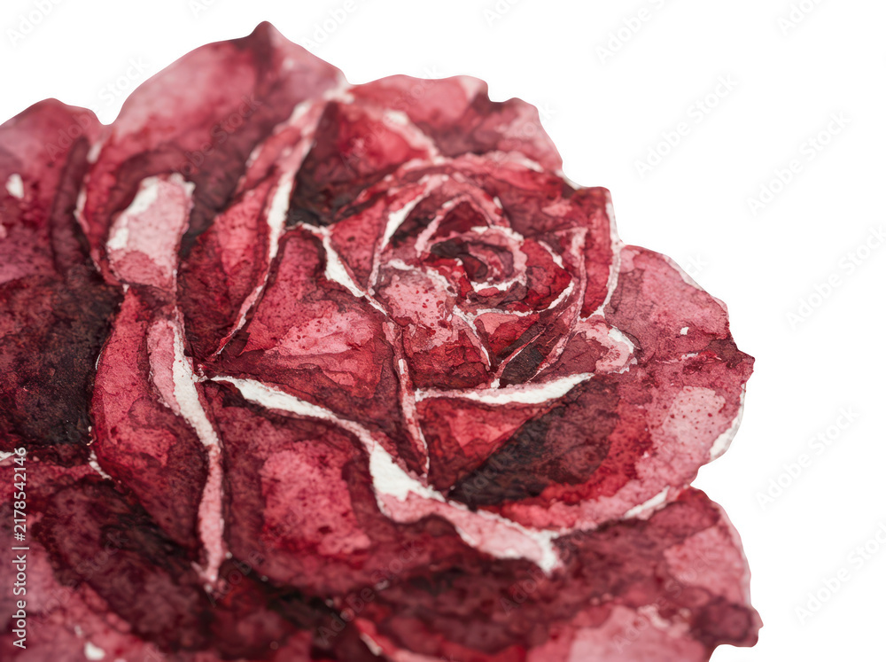 Obraz premium A vibrant red rose with delicate petals showcasing intricate textures and hues of crimson white and deep burgundy against a transparent backdrop transparent background